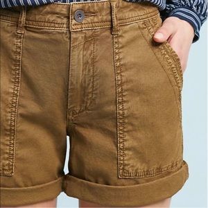 Anthro Wanderer Cargo Utility Olive Shorts 28 GUC